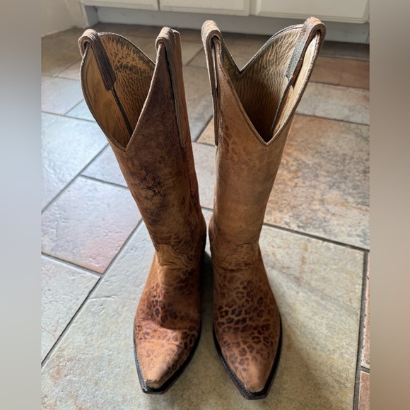 Old Gringo Shoes - Old Gringo Brown Ocre Leopardito Western Snip Toe Cowgirl Boots For Women’s 7.5B